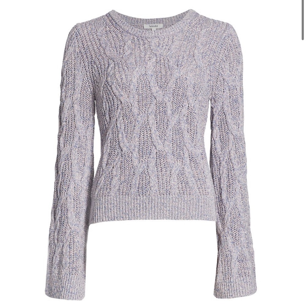 Splendid Leona Cable-Knit Cotton-Blend Sweater Lilac Lavender Size M Medium NWT